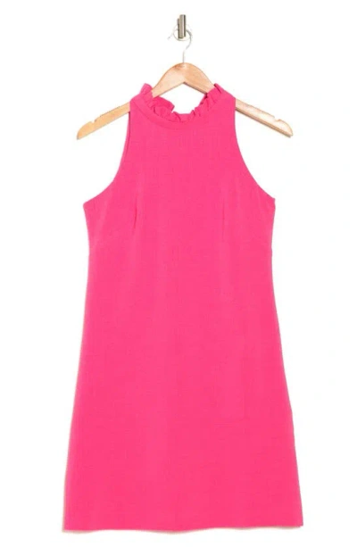 Vince Camuto Ruffle Neck Sleeveless Dress In Hot Pink