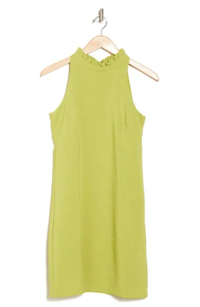 Vince Camuto Ruffle Neck Sleeveless Dress In Lime