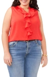 Vince Camuto Plus Size Split-neck Ruffle-front Top In Tulip Red