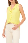 Vince Camuto Ruffle Neck Sleeveless Georgette Blouse In Yellow