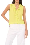 Vince Camuto Solid Sleeveless Ruffled Top In Limoncello