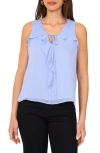 Vince Camuto Ruffle Neck Sleeveless Top In Blue