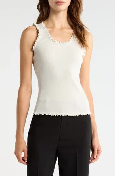 Vince Camuto Ruffle Rib Tank In White