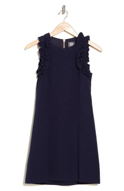 Vince Camuto Ruffle Shift Dress In Navy