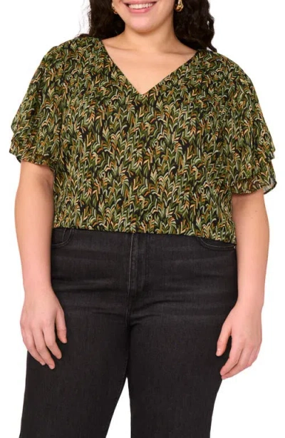 Vince Camuto Ruffle Short Sleeve Blouse In Green