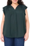 Vince Camuto Ruffle Shoulder Sleeveless Blouse In Green