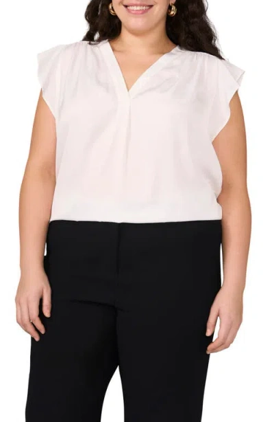 Vince Camuto Ruffle Shoulder Sleeveless Blouse In New Ivory