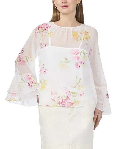 Vince Camuto Ruffle Sleeve Blouse In White