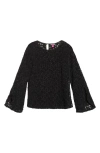 Vince Camuto Ruffle Sleeve Lace Top In Black