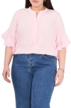 Vince Camuto Ruffle Sleeve Popover Top In Pink Horizon