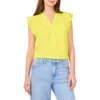 Vince Camuto Ruffle Sleeve Satin Top In Lime Green