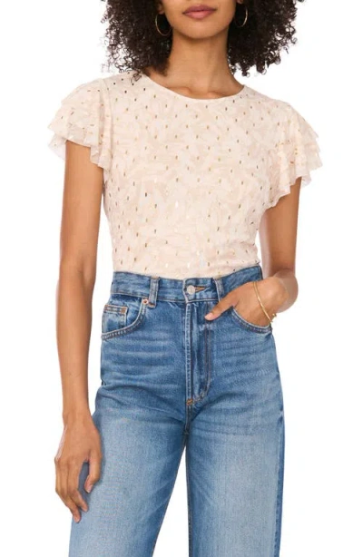 Vince Camuto Ruffle Sleeve Top In Natural Sand