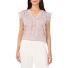 Vince Camuto Ruffled Sleeve V Neck Top In New Ivory