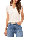 Vince Camuto Ruffle Sleeve Satin Top In New Ivory