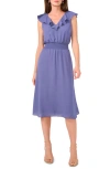 Vince Camuto Women's V-neck Smocked Ruffled Midi Dress In Indigo