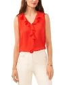 Vince Camuto Ruffle Neck Sleeveless Georgette Blouse In Fiery Red