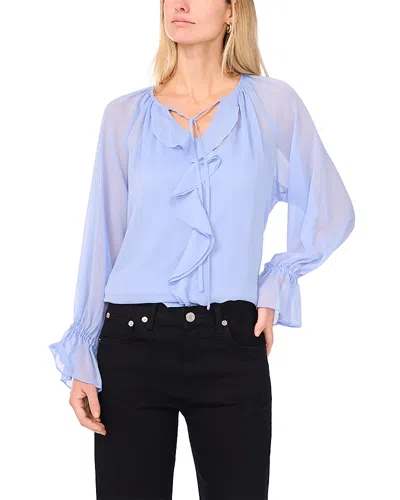 VINCE CAMUTO RUFFLED FRONT LONG SLEEVE BLOUSE