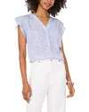 Vince Camuto Ruffled Sleeve V Neck Top In Lake Breeze