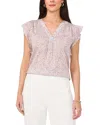 Vince Camuto Ruffled Sleeve V Neck Top In New Ivory