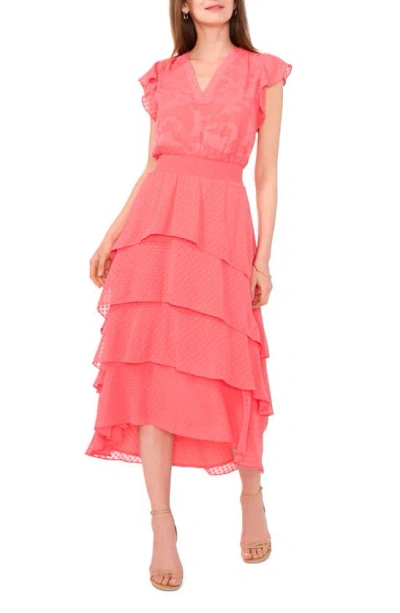 Vince Camuto Ruffled Tiered Chiffon Maxi Dress In Calypso Coral