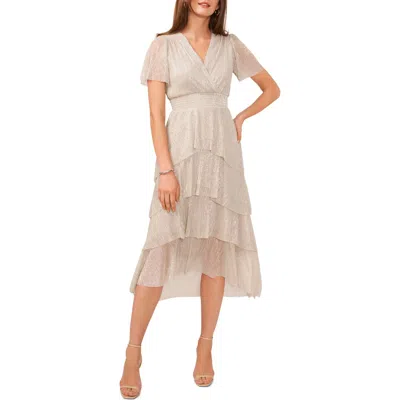 Vince Camuto Ruffled Tiered Midi Dress In Neutral