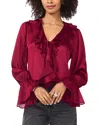 Vince Camuto Ruffle Detail Textured Top In Deep Sangria