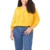 Vince Camuto Rumple Satin Blouse In Mosaic Mustard