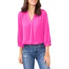 Shop Vince Camuto Rumple Satin Top In Hot Pink