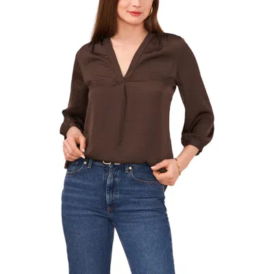 Vince Camuto Rumple Satin Top In Rich Chocolate
