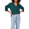Vince Camuto Rumple Satin Top In Rich Spruce