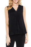 Vince Camuto Rumpled Satin Blouse In Rich Black