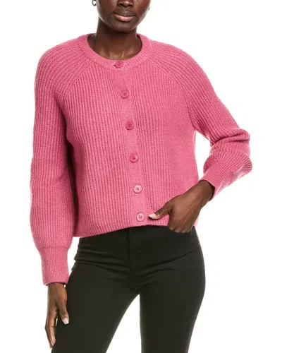 Vince Camuto Saddle Raglan Sleeve Rib Cardigan In Pink