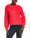 Vince Camuto Saddle Raglan Sleeve Rib Cardigan In Red