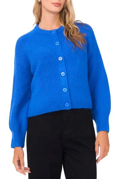 Vince Camuto Saddle Raglan Sleeve Rib Cardigan In Blue