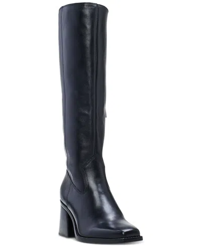 VINCE CAMUTO WOMENS'S SANGETI SNIP-TOE BLOCK-HEEL EXTRA WIDE-CALF KNEE-HIGH BOOTS