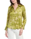 Vince Camuto Charmeuse Button-up Top In Green