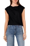 Vince Camuto Satin Boatneck Shell In Rich Black