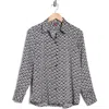 Vince Camuto Satin Long Sleeve Button-up Shirt In Black