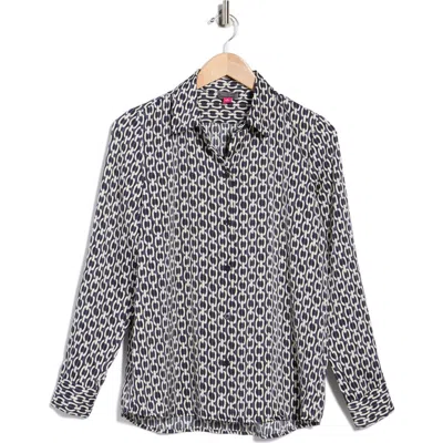Vince Camuto Satin Long Sleeve Button-up Shirt In Black