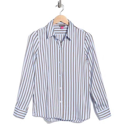Vince Camuto Satin Long Sleeve Button-up Shirt In Blue