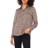 Vince Camuto Satin Long Sleeve Button-up Shirt In Brown
