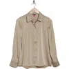 Vince Camuto Satin Long Sleeve Button-up Shirt In Champange Fizz