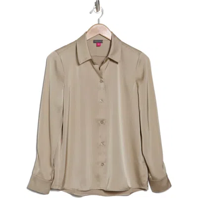 Vince Camuto Satin Long Sleeve Button-up Shirt In Champange Fizz