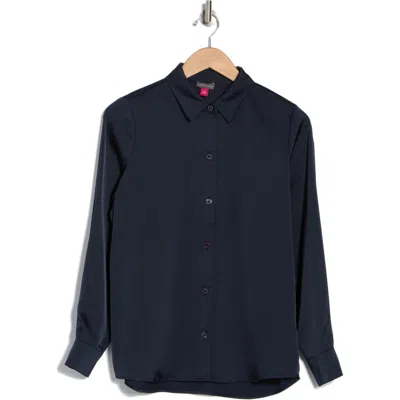 Vince Camuto Satin Long Sleeve Button-up Shirt In Ink