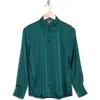 Vince Camuto Satin Long Sleeve Button-up Shirt In June Bug
