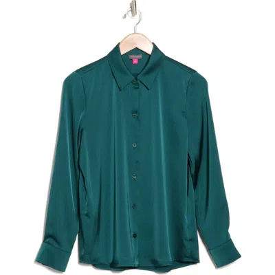 Vince Camuto Satin Long Sleeve Button-up Shirt In June Bug