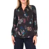 Vince Camuto Satin Long Sleeve Button-up Shirt In Multi