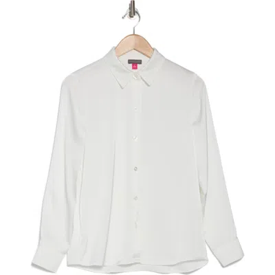 Vince Camuto Satin Long Sleeve Button-up Shirt In New Ivory