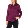 Vince Camuto Satin Long Sleeve Button-up Shirt In Purple