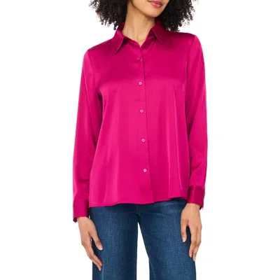 Vince Camuto Satin Long Sleeve Button-up Shirt In Pink